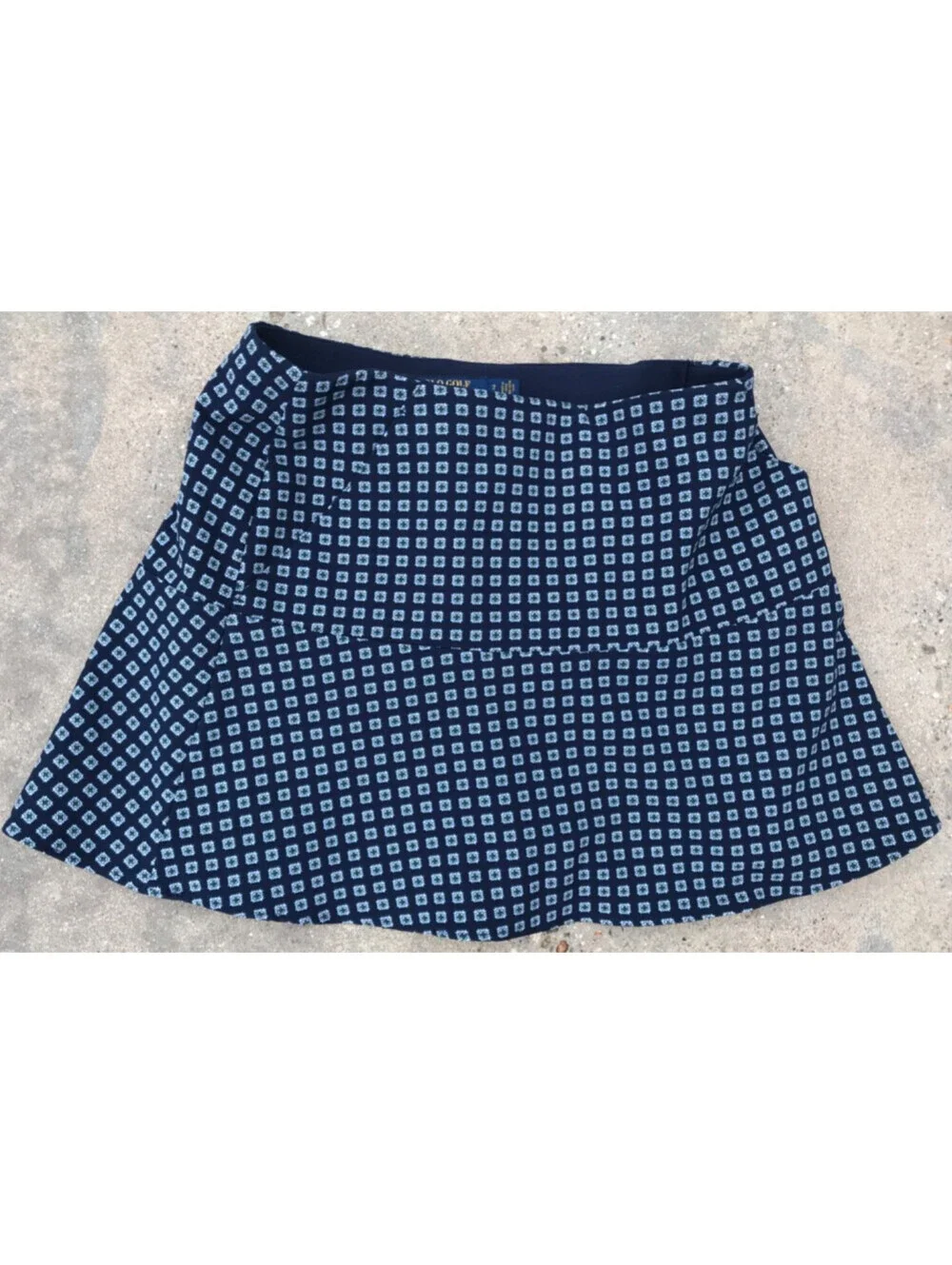 Polo Ralph Lauren Girls Size 2 Flare Skirt Estate Skort Blue Diamond Pattern